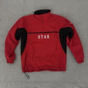 Utah Utes Jacket Large Red NCAA College Columbia Quarter‎ Zip Pullover Shell